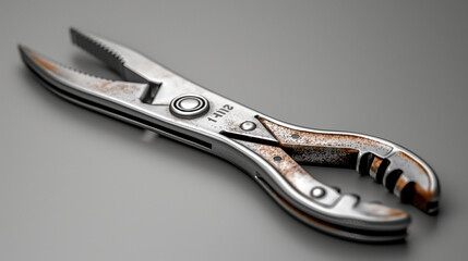 Clean Studio Light Effect. Vintage adjustable metal pliers with textured handles and rust details placed on a neutral background. Perfect for industrial tool marketing visuals, hardware store promotio