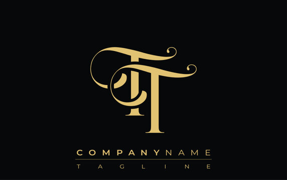 TT Abstract Creative Jewelry Logo. A stylish logo featuring golden monogram initials in an elegant and modern typography, perfect for branding