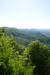  The panorama of landscape in Schwabische Alb, in the region of Goeppingen, Baden Wuerttemberg, Germany 
