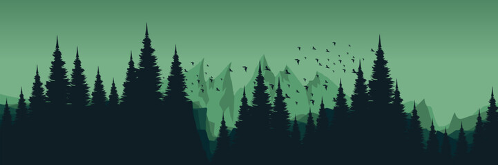 green view landscape mountain scenery vector illustration good for wallpaper design, design template, background template, and tourism design template.