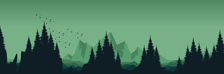 green view landscape mountain scenery vector illustration good for wallpaper design, design template, background template, and tourism design template.