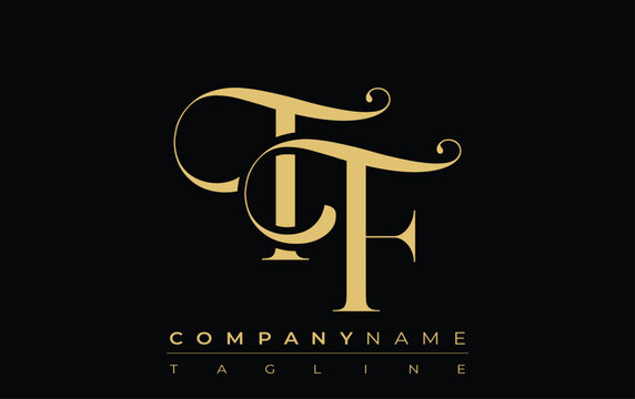 TF Abstract Creative Jewelry Logo. A stylish logo featuring golden monogram initials in an elegant and modern typography, perfect for branding