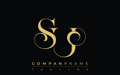 SU Abstract Creative Jewelry Logo. A stylish logo featuring golden monogram initials in an elegant and modern typography, perfect for branding