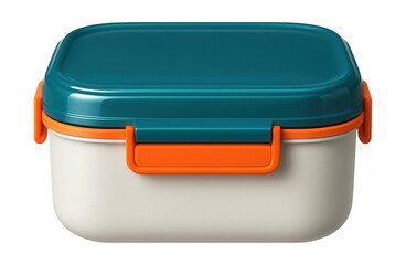 A lightweight plastic container with a colored lid, perfect for carrying packed lunches to work.