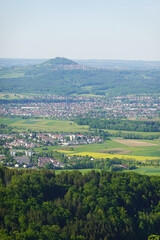 Fototapeta premium The view of Hohenstaufen mountain in Goeppingen region, Baden Wuerrtemberg, Germany