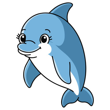 Cute dolphin face marine animal vector icon