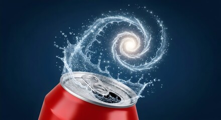 Magical Soda Can Unleashing a Liquid Galaxy Splash