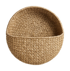 Wall basket made of woven seagrass with a circular shape, ideal for storing magazines in a living room.