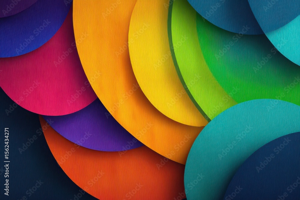 Poster colorful abstract pattern with overlapping geometric shapes and rainbow gradient