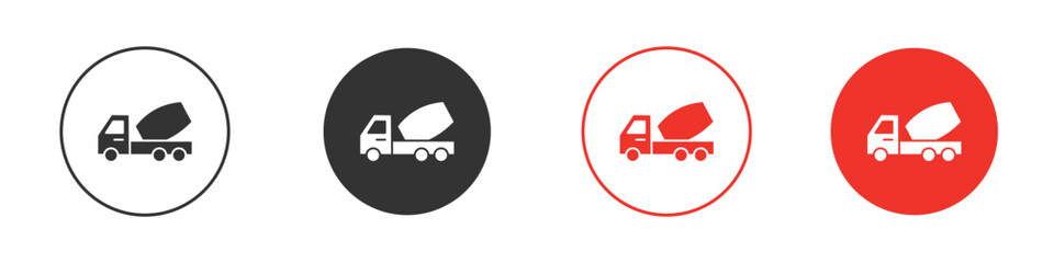 Cement truck icon. Black style vector icons. Isolated sign symbol