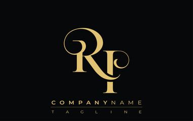 RI Abstract Creative Jewelry Logo. A stylish logo featuring golden monogram initials in an elegant and modern typography, perfect for branding