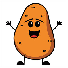 Cute potato mascot vector illustration on white background, ideal for agricultural education and comfort food promotions.