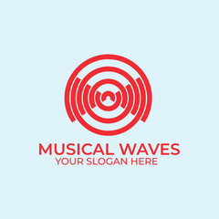 musical waves logo design vector