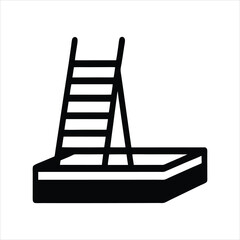 Modern Pool Ladder Vector Art Silhouette