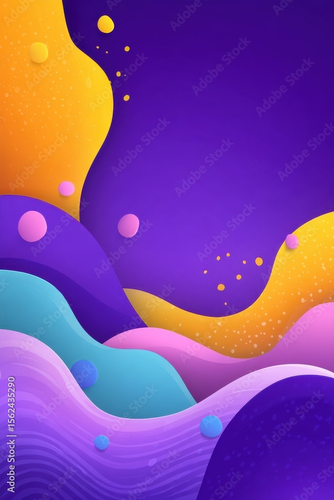 Poster vivid abstract composition with colorful curves and flowing wavy forms