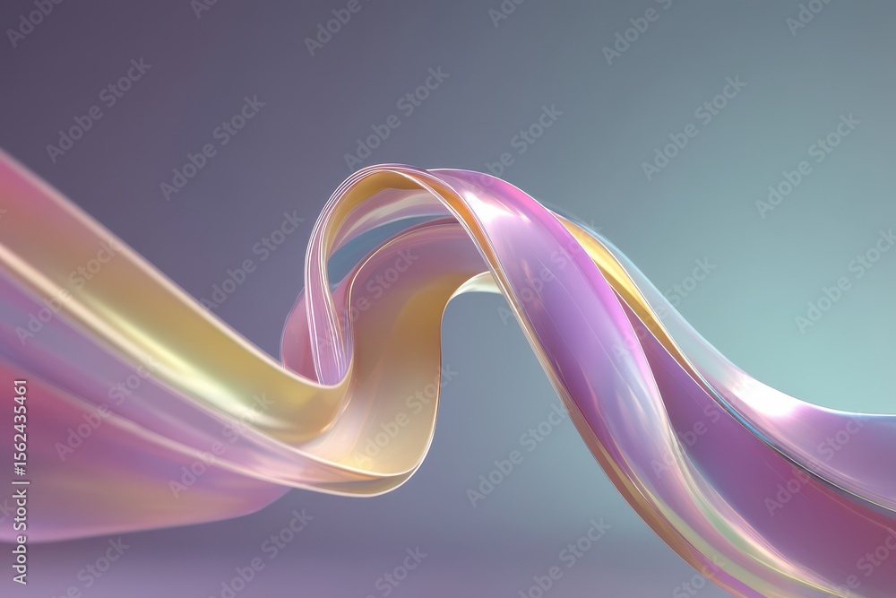 Poster abstract pastel wave on gradient background with smooth flowing curves