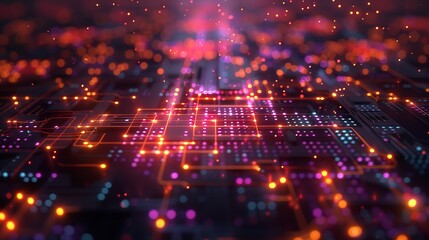 Highly advanced quantum processor glowing photon based circuit ultra fast computational nodes futuristic digital matrix abstract visualization of quantum entanglement