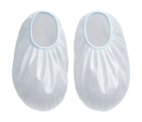 Shoe covers made of disposable plastic, perfect for keeping floors clean in a private house after outdoor activities.