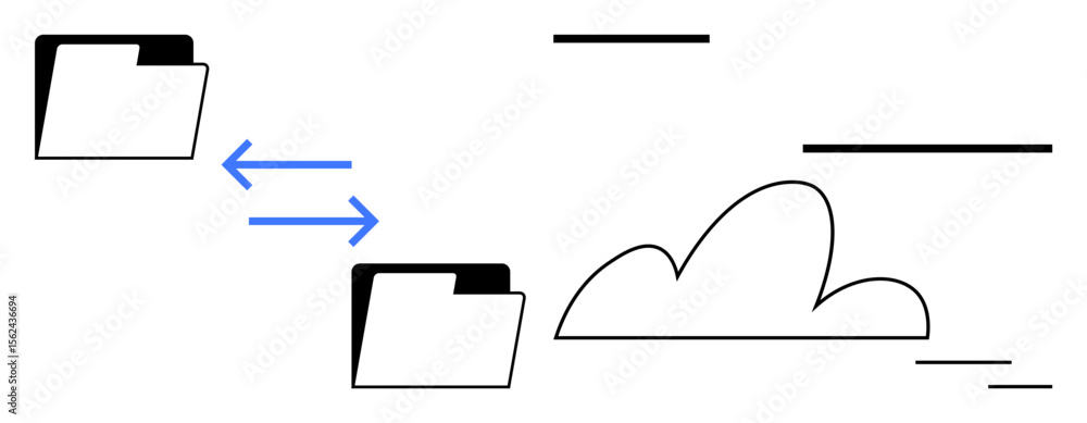 Poster two file folders connected by arrows represent data exchange, with a cloud icon highlighting cloud s