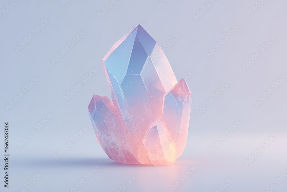 Poster low poly magic crystal cluster with triangular facets and glowing material