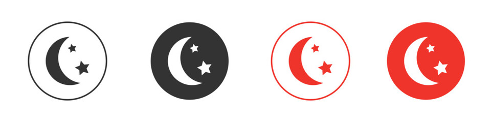 Moon and star icon. Black style vector icons. Isolated sign symbol
