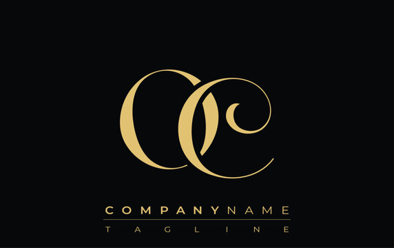OC Abstract Creative Jewelry Logo. A stylish logo featuring golden monogram initials in an elegant and modern typography, perfect for branding