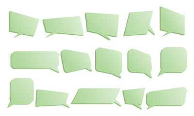 Set of green speech bubbles isolated on white background. Vector illustration.