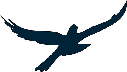 Obraz premium Majestic eagle silhouette vector, black flying bird with outstretched wings, representing freedom & power.