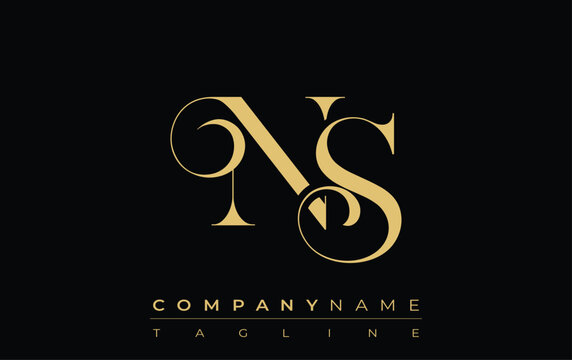 NS Abstract Creative Jewelry Logo. A stylish logo featuring golden monogram initials in an elegant and modern typography, perfect for branding
