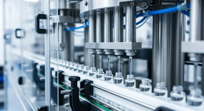 Serum production process using filling machines in manufacturing facilities