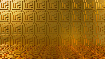 Gold modern abstract technology geometric pattern front view background
