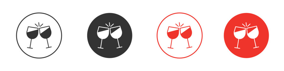 Wine toast icon. Black style vector icons. Isolated sign symbol
