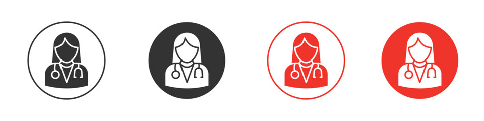 Woman Doctor icon. Black style vector icons. Isolated sign symbol