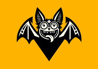 Bat emblem black and white vector silhouette