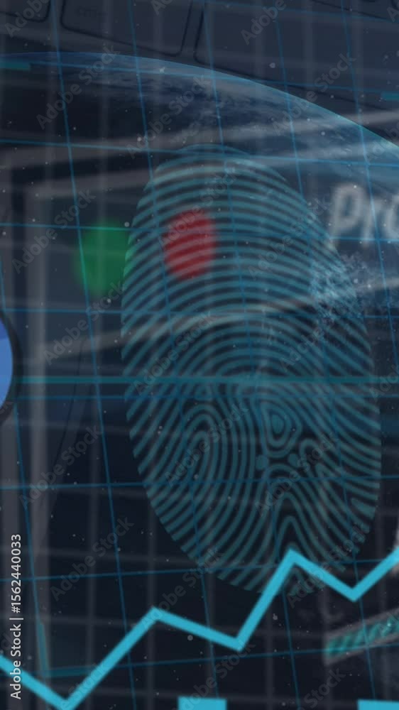 Poster animation of financial data processing over globe