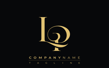 LP Abstract Creative Jewelry Logo. A stylish logo featuring golden monogram initials in an elegant and modern typography, perfect for branding