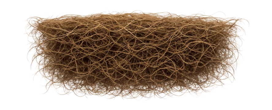 Fibrous root mat with interwoven, wiry strands