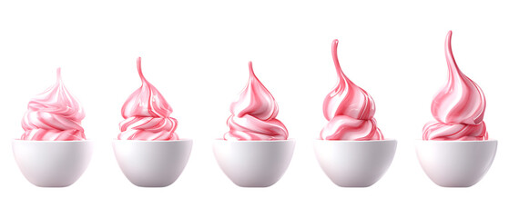 Pack Collection Pink Frozen Yogurt Dessert Cups Delicious Swirls Perfect Presentation set against transparent background