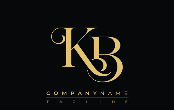 KB Abstract Creative Jewelry Logo. A stylish logo featuring golden monogram initials in an elegant and modern typography, perfect for branding