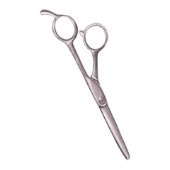 Metal haircutting scissors. Hand-painted watercolor illustration of shears, barbershop tool, sewing and handicraft instrument on a white background. Perfect for branding, design, printing and cards