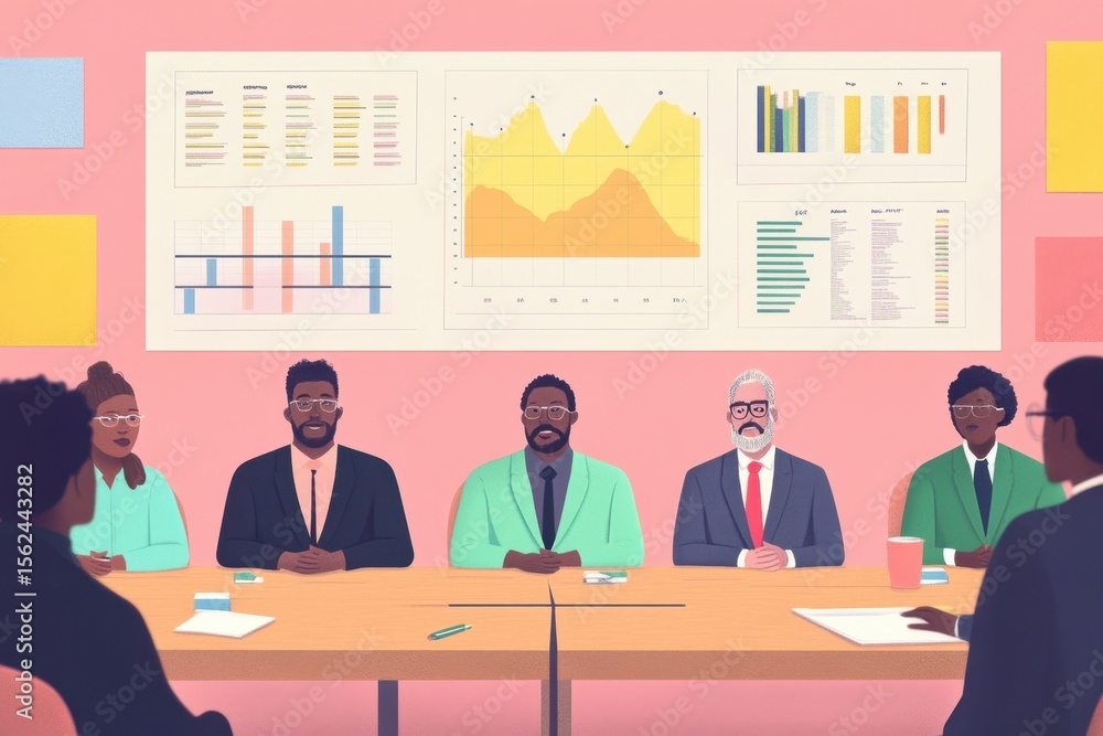 Poster financial data processing for diverse business strategies in a collaborative meeting setting, financ