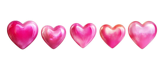 Pack Collection Vibrant Pink Hearts Perfect for Valentines Day Designs set against transparent background