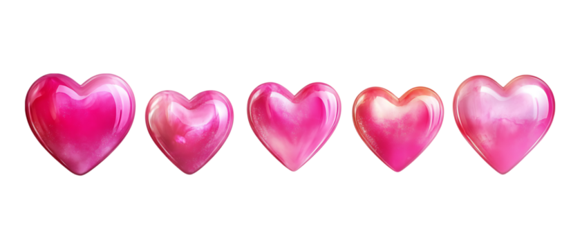 Pack Collection Vibrant Pink Hearts Perfect for Valentines Day Designs set against transparent background