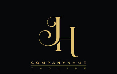 JH Abstract Creative Jewelry Logo. A stylish logo featuring golden monogram initials in an elegant and modern typography, perfect for branding