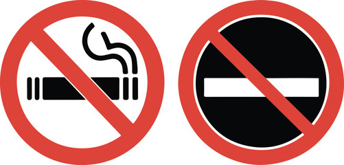 No smoking, No vaping combined sign. High resolution vector icon. Label no smoking coloring sign in the park Vector illustration eps file.