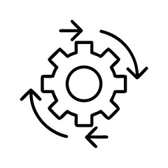 Gear with flow arrows in minimalist design for process illustration  