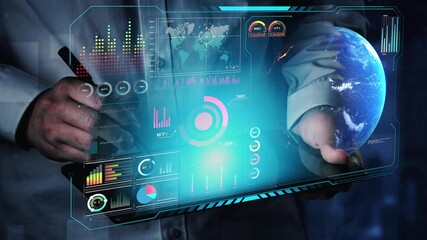 High-tech global network connection interface showing worldwide digital communication, data exchange, and internet connectivity. Global connection, data interaction, and worldwide communication. Thunk - Powered by Adobe