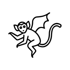 Illustrated monkey with wings in a playful pose  