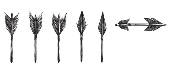 Pack Collection Arrowhead Evolution Ancient Weapon Design Progression set against transparent background
