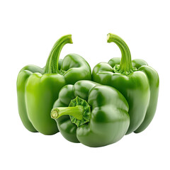 Fresh green peppers stacked on a white background for culinary presentation, Green peppers isolated on white background